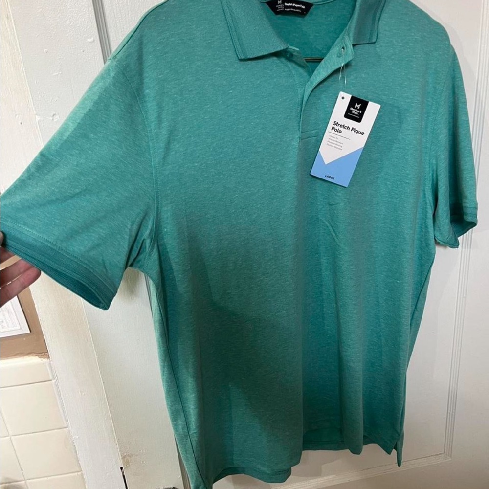 Member’s Mark NWT Men's Large Stretch Pique Polo - Heather Green